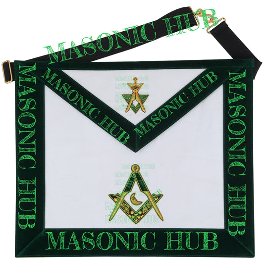 Hand-Embroidered Allied Masonic Degree (AMD) Officer Apron Junior Deacon Regalia