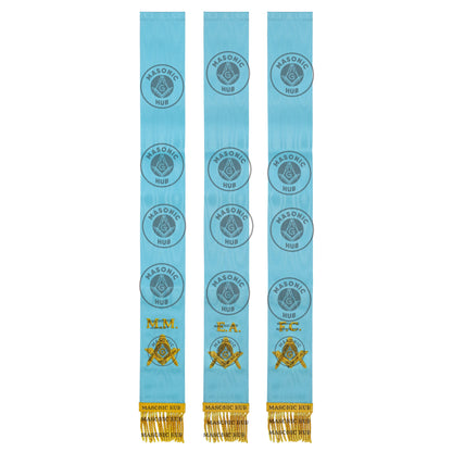 Masonic Bible Markers Set of 3 – Hand Embroidered EA FC MM Light Blue Ribbon