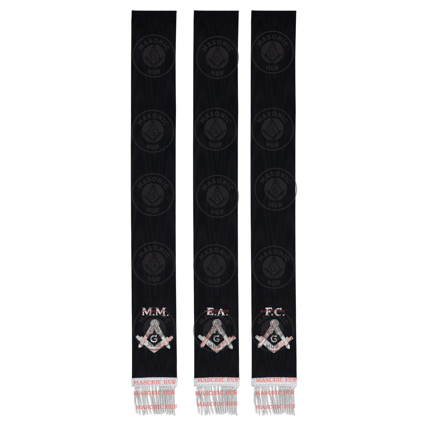 Masonic Bible Markers Set of 3 – Hand Embroidered Black & Silver Funeral Regalia