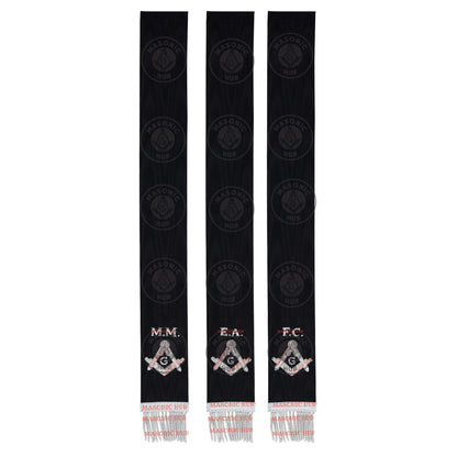 Masonic Bible Markers Set of 3 – Hand Embroidered Black & Silver Funeral Regalia
