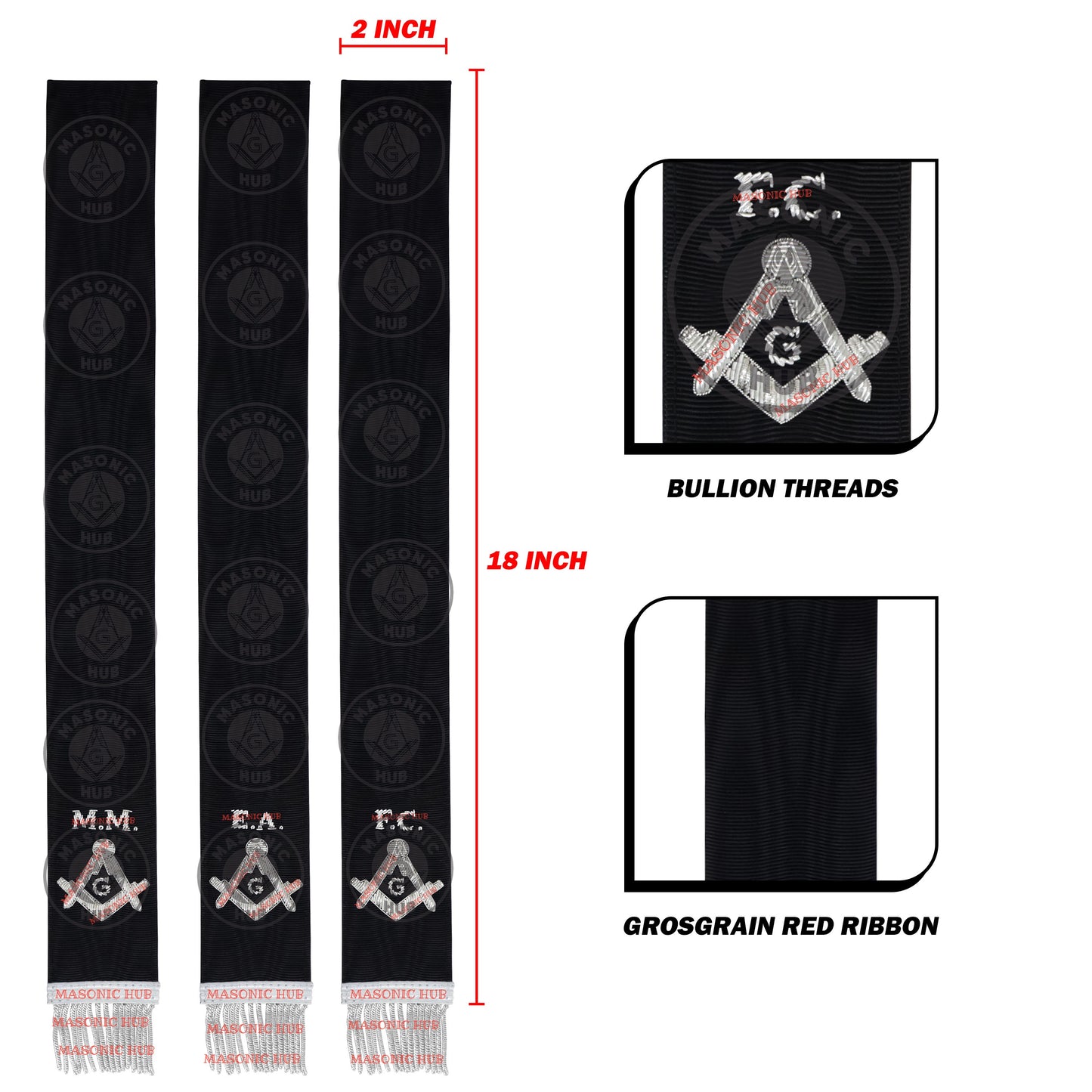 Masonic Bible Markers Set of 3 – Hand Embroidered Black & Silver Funeral Regalia