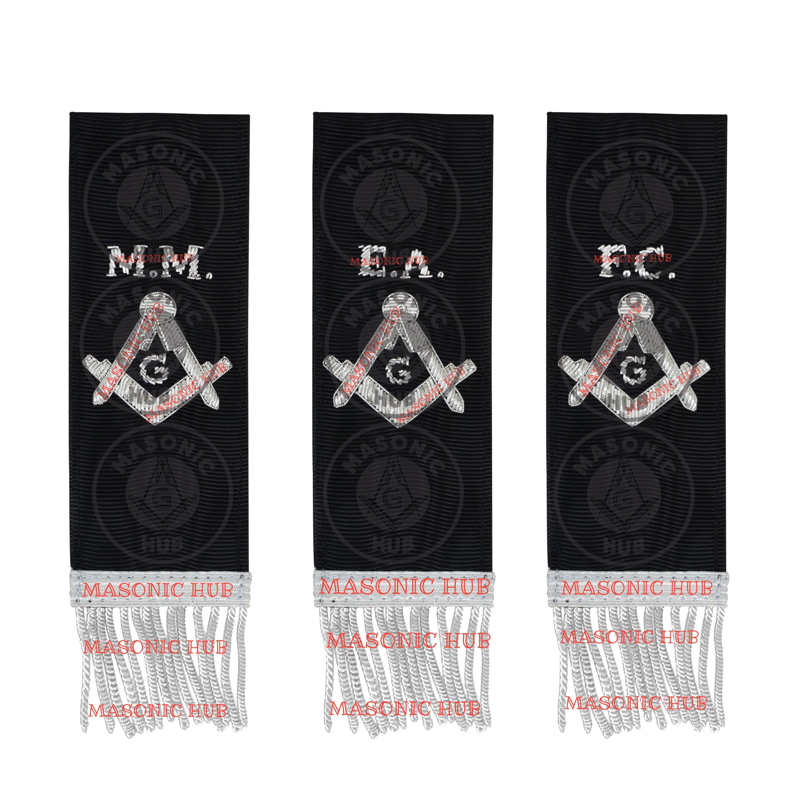 Masonic Bible Markers Set of 3 – Hand Embroidered Black & Silver Funeral Regalia Masonic Hub