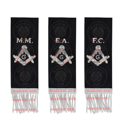 Masonic Bible Markers Set of 3 – Hand Embroidered Black & Silver Funeral Regalia