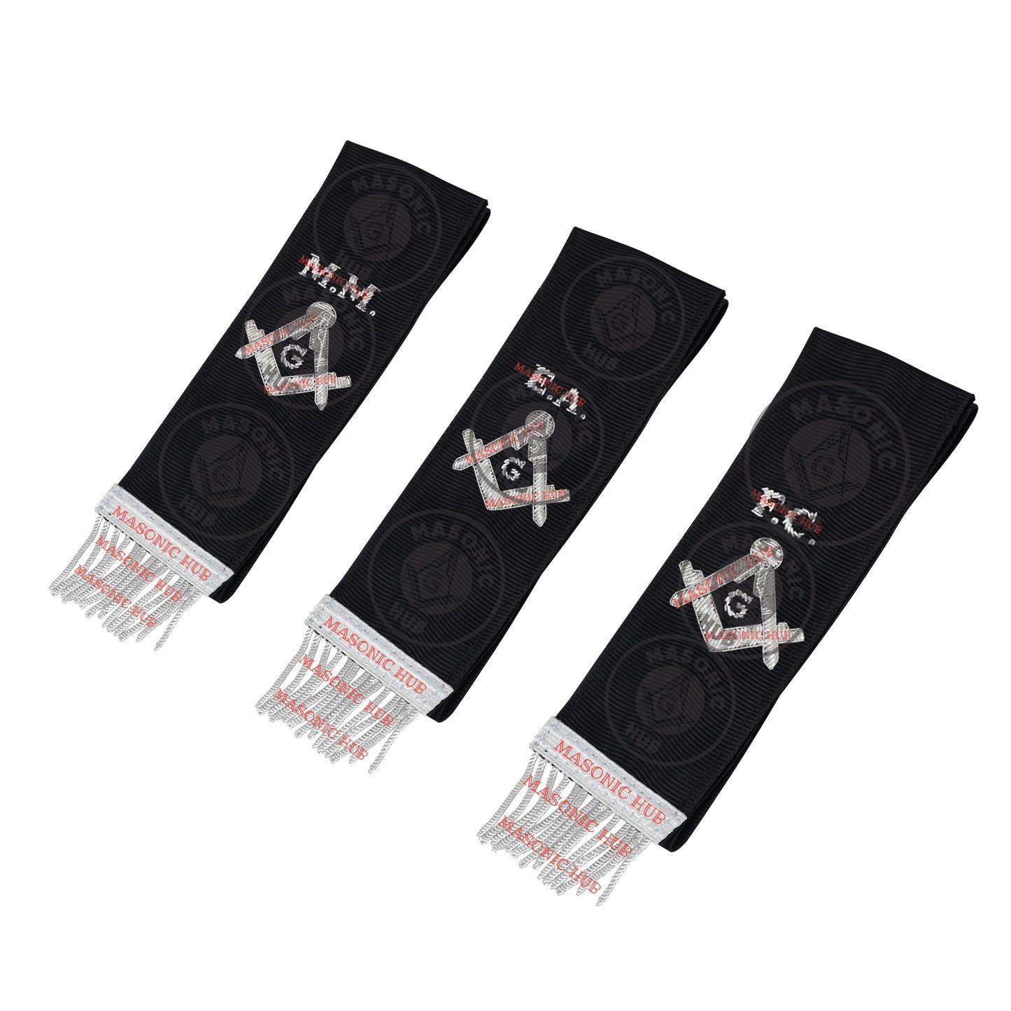 Masonic Bible Markers Set of 3 – Hand Embroidered Black & Silver Funeral Regalia