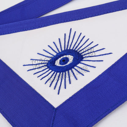 MASONIC MASTER MASON 100% LAMBSKIN APRON BLUE HAND EMBROIDERED GOLD BULLION