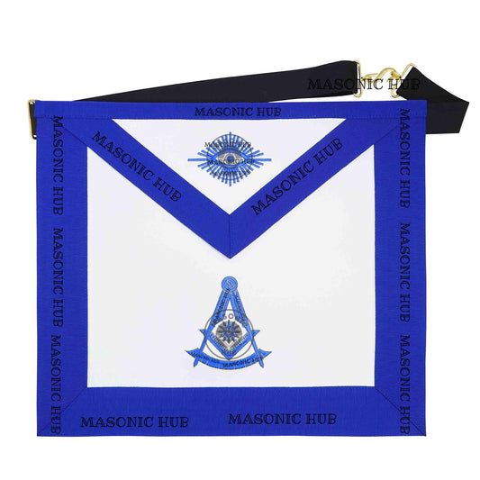 Masonic Past Master Apron – Freemason Blue Lodge Regalia with Machine Embroidery