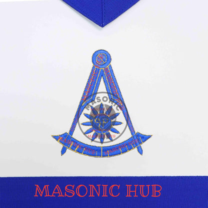 Past Master Masonic Apron Compass & Quadrant with Sun Emblem Machine Embroidery
