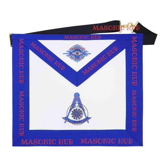 Past Master Masonic Apron Compass & Quadrant with Sun Emblem Machine Embroidery