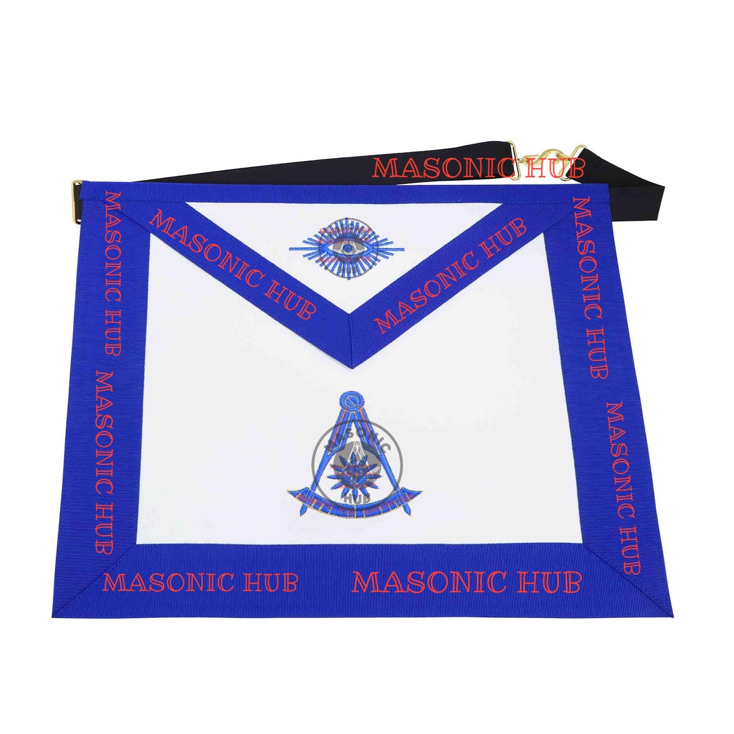 Past Master Masonic Apron Compass & Quadrant with Sun Emblem Machine Embroidery