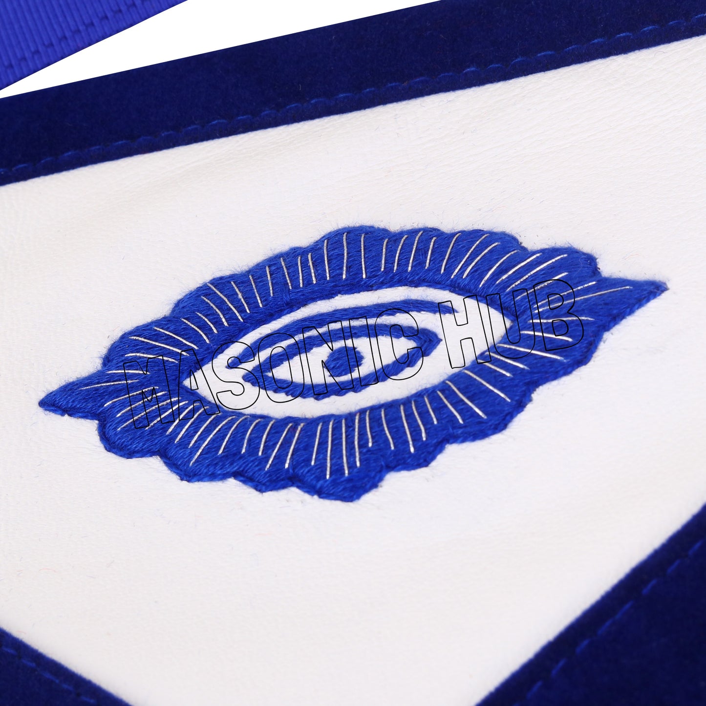 Masonic Master Mason 100% Lambskin Apron – Blue Velvet with Silver Bullion Embroidery
