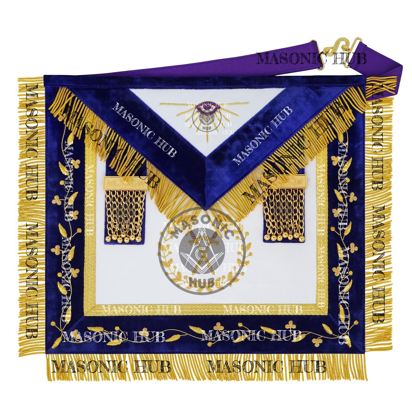 Masonic Grand Lodge Sentinel Regalia Set – Hand Embroidered Lambskin Apron