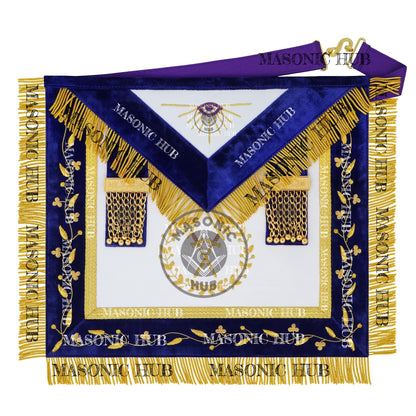 Masonic Grand Lodge Sentinel Regalia Set – Hand Embroidered Lambskin Apron