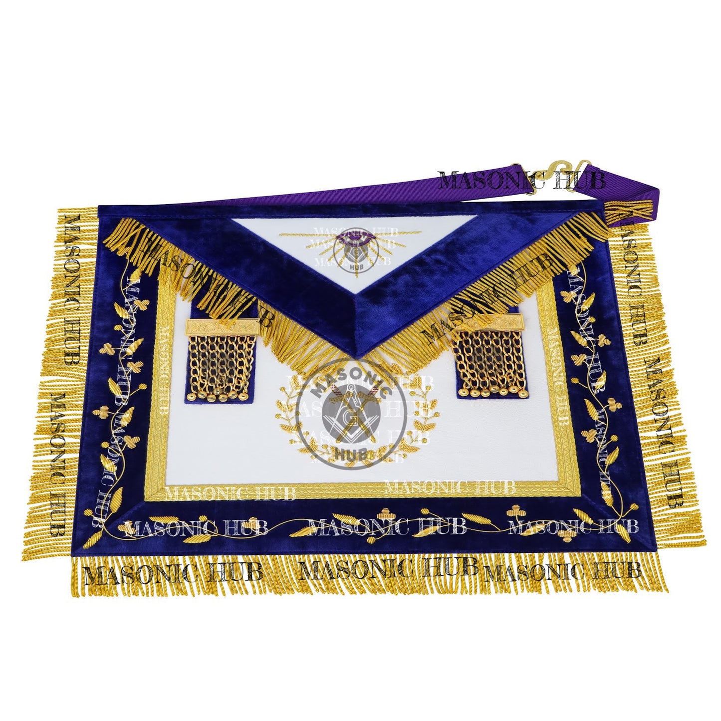 Masonic Grand Lodge Sentinel Regalia Set – Hand Embroidered Lambskin Apron