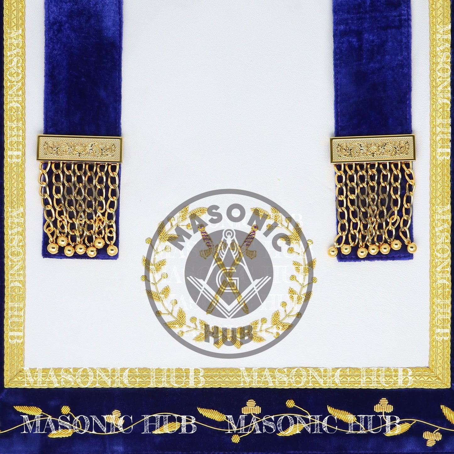 Masonic Grand Lodge Sentinel Regalia Set – Hand Embroidered Lambskin Apron