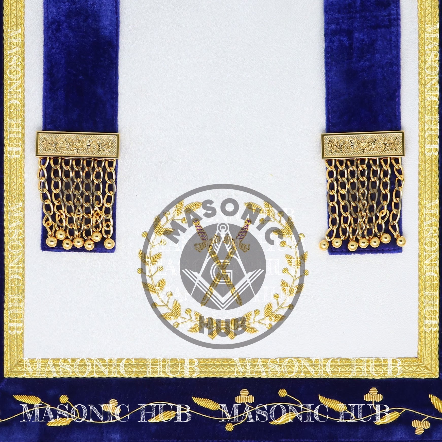 Masonic Grand Lodge Sentinel Regalia Set – Hand Embroidered Lambskin Apron Masonic Hub