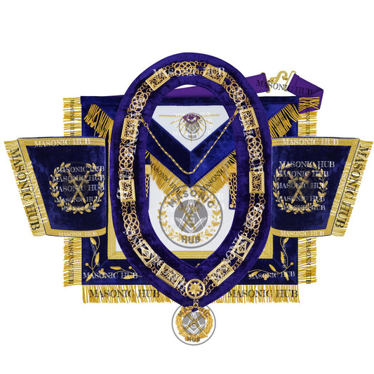 Masonic Grand Lodge Sentinel Regalia Set – Hand Embroidered Lambskin Apron