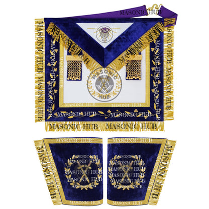 Masonic Grand Lodge Sentinel Regalia Set – Hand Embroidered Lambskin Apron