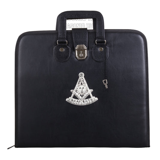 Masonic Hand Embroidered Past Master Masonic Apron Case with Handle [ BLACK ]