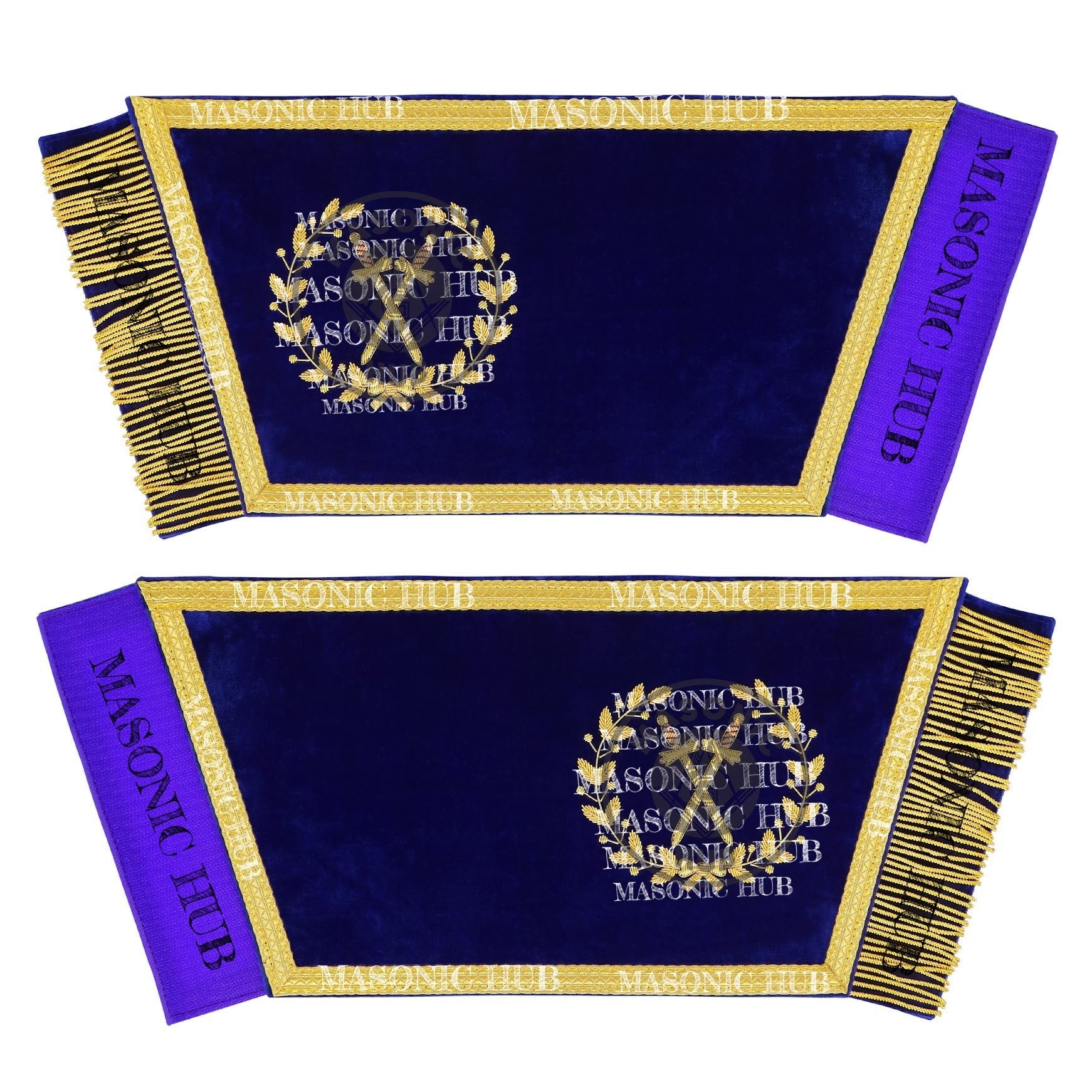 Masonic Grand Lodge Sentinel Cuffs Set – Hand Embroidered Gold Bullion Masonic Hub