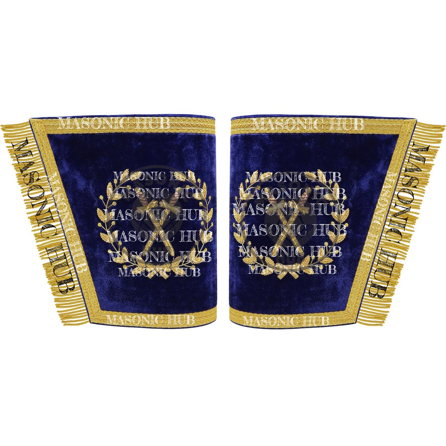 Masonic Grand Lodge Sentinel Cuffs Set – Hand Embroidered Gold Bullion