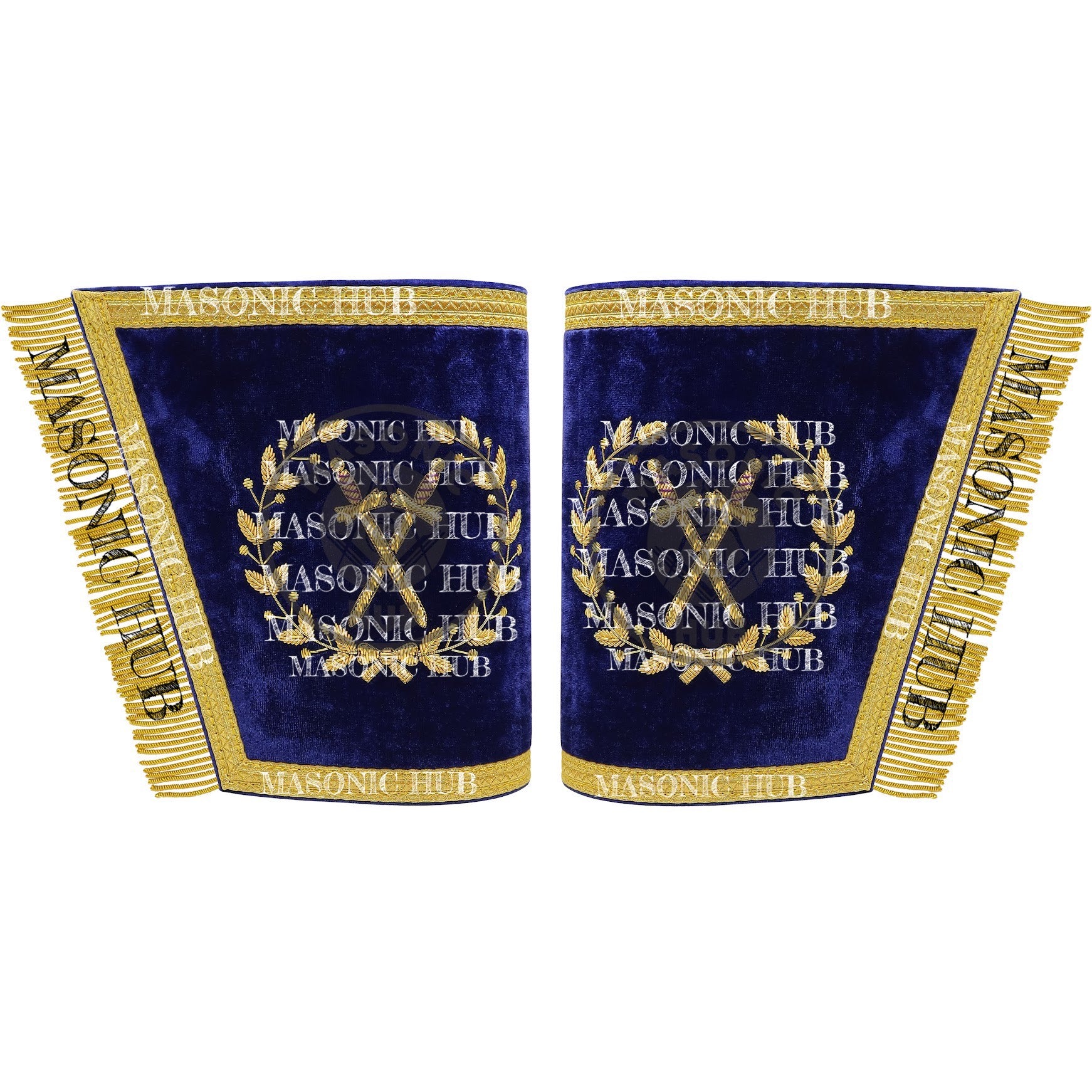 Masonic Grand Lodge Sentinel Cuffs Set – Hand Embroidered Gold Bullion
