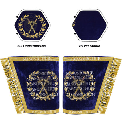 Masonic Grand Lodge Sentinel Cuffs Set – Hand Embroidered Gold Bullion