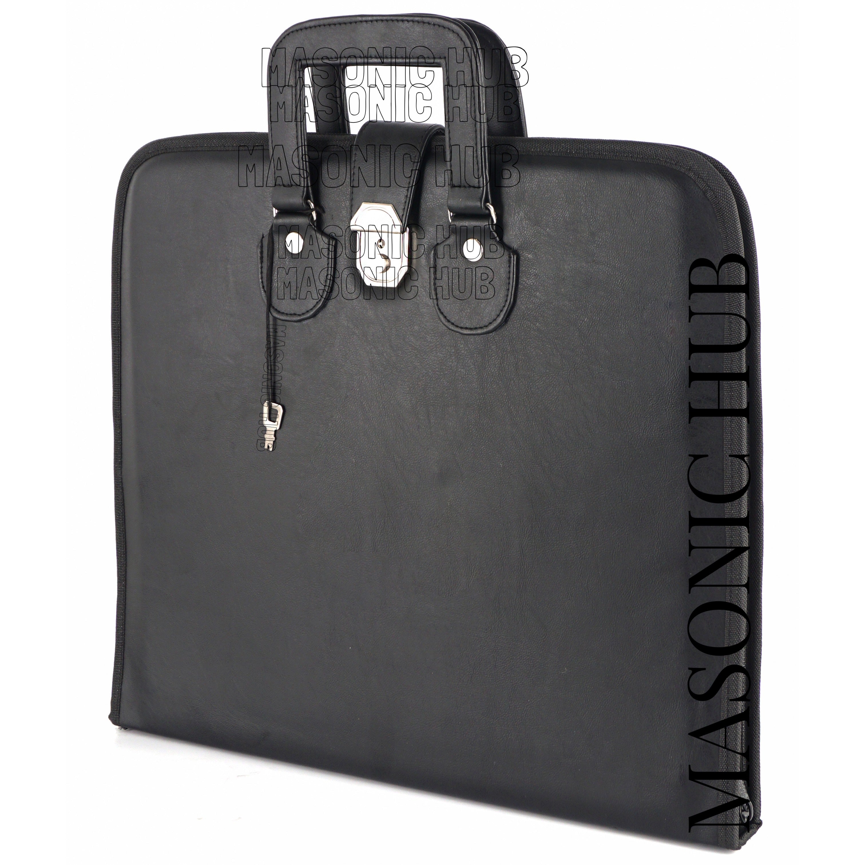 Masonic Regalia Black Faux Leather Masonic Apron Soft Case with Handle [BLACK] Masonic Hub