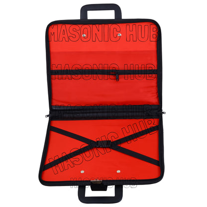 Masonic Regalia Black Faux Leather Masonic Apron Soft Case with Handle [BLACK]