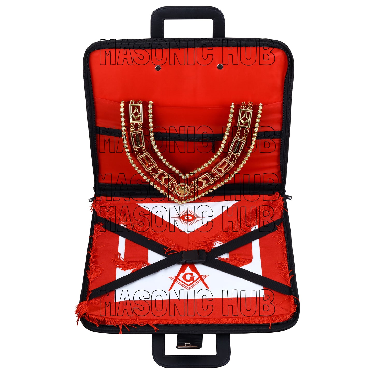 Masonic Regalia Black Faux Leather Masonic Apron Soft Case with Handle [BLACK]