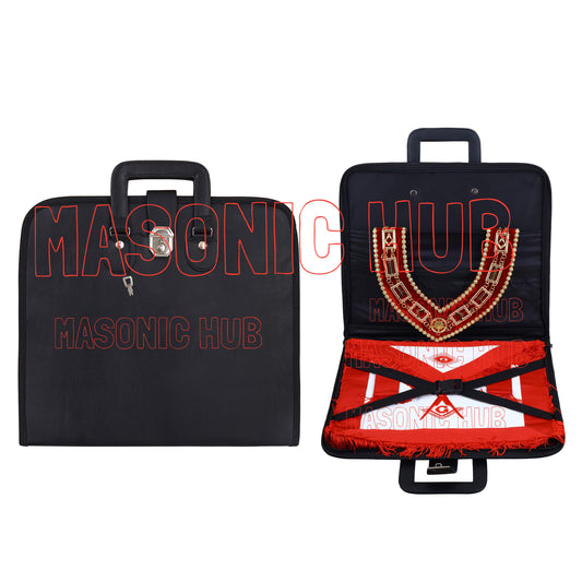 Masonic Regalia Black Faux Leather Masonic Apron Soft Case with Handle [BLACK]