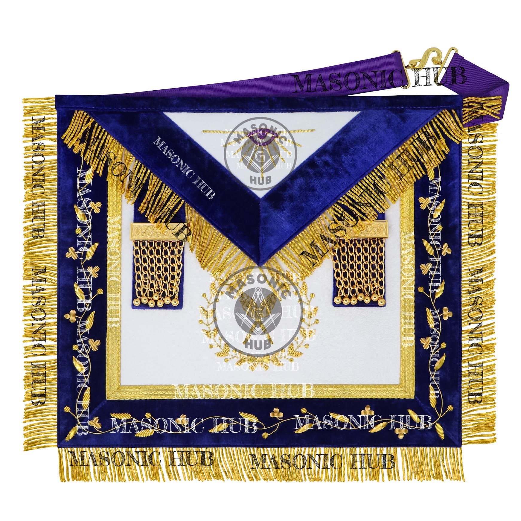 Masonic Grand Lodge Secretary Regalia Set – Hand Embroidered Lambskin Apron Masonic Hub