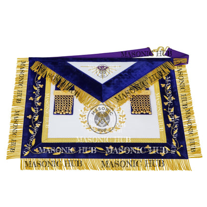 Masonic Grand Lodge Secretary Regalia Set – Hand Embroidered Lambskin Apron