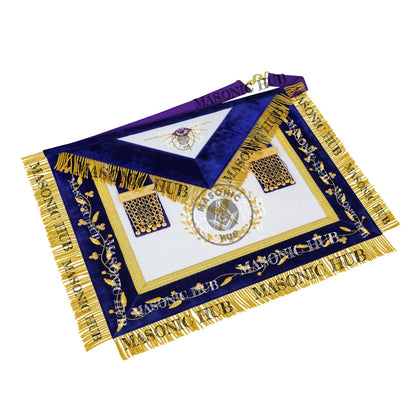 Masonic Grand Lodge Secretary Regalia Set – Hand Embroidered Lambskin Apron