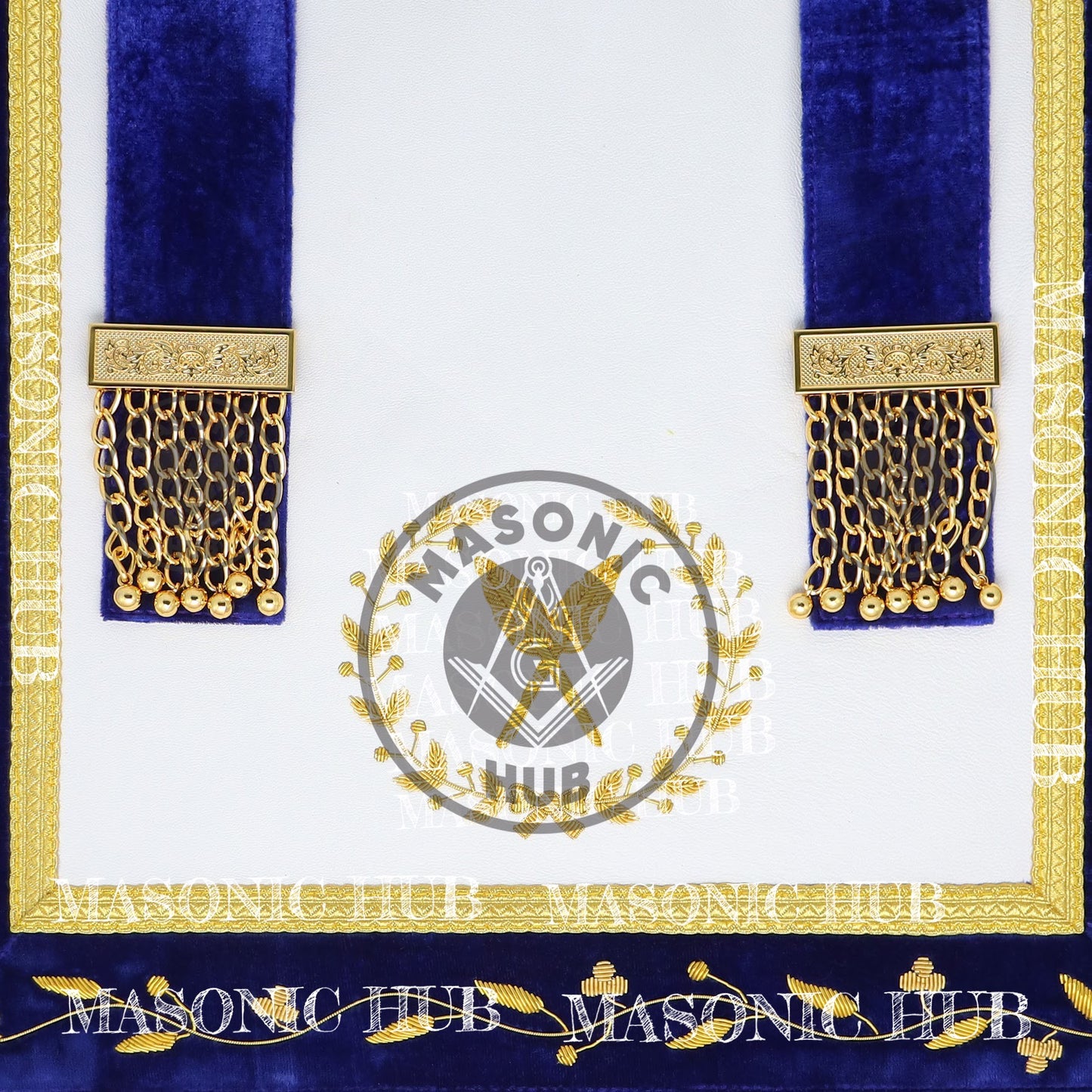 Masonic Grand Lodge Secretary Regalia Set – Hand Embroidered Lambskin Apron