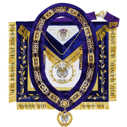 Masonic Grand Lodge Secretary Regalia Set – Hand Embroidered Lambskin Apron