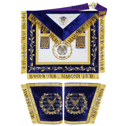 Masonic Grand Lodge Secretary Regalia Set – Hand Embroidered Lambskin Apron