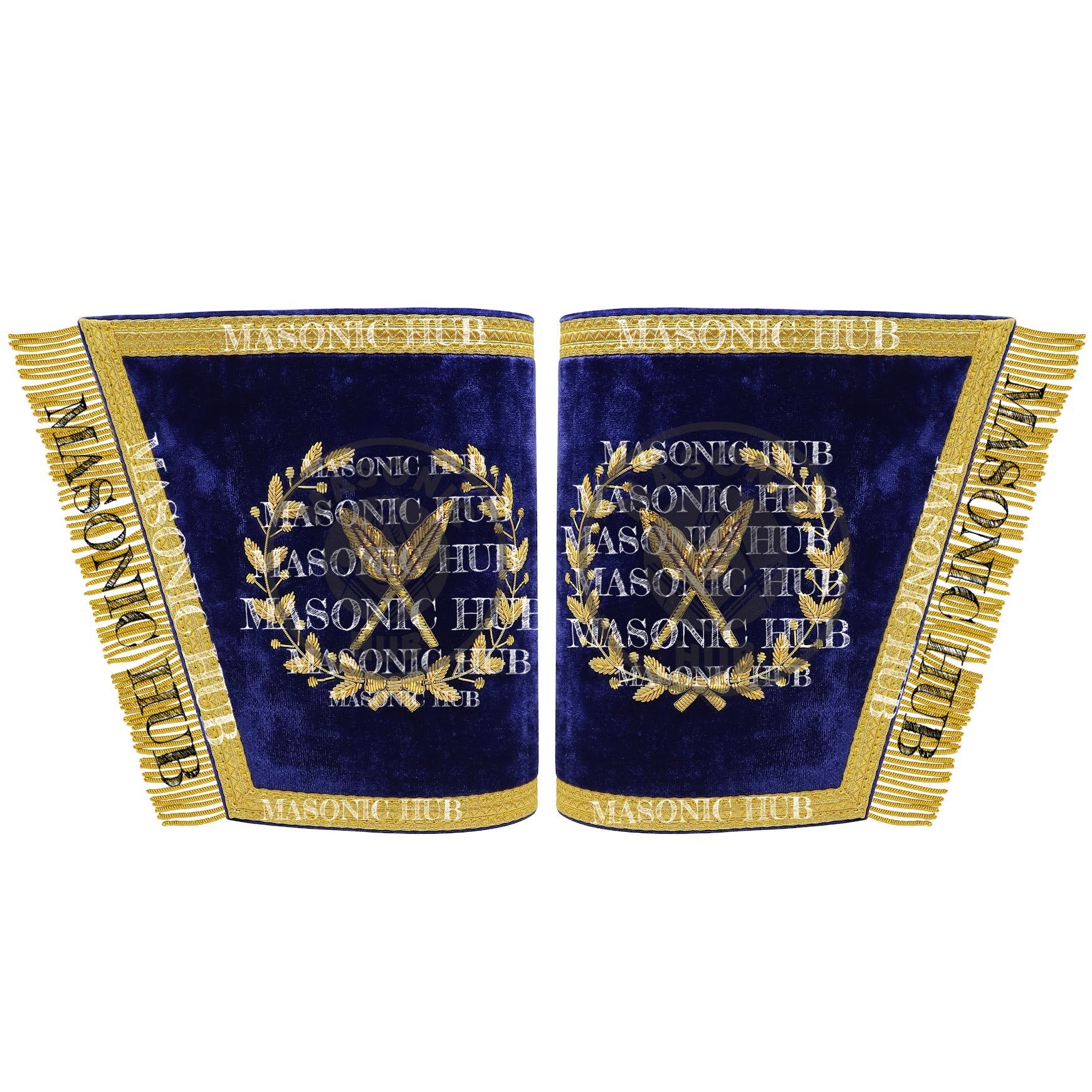Masonic Grand Lodge Secretary Cuffs Set – Hand Embroidered Gold Bullion