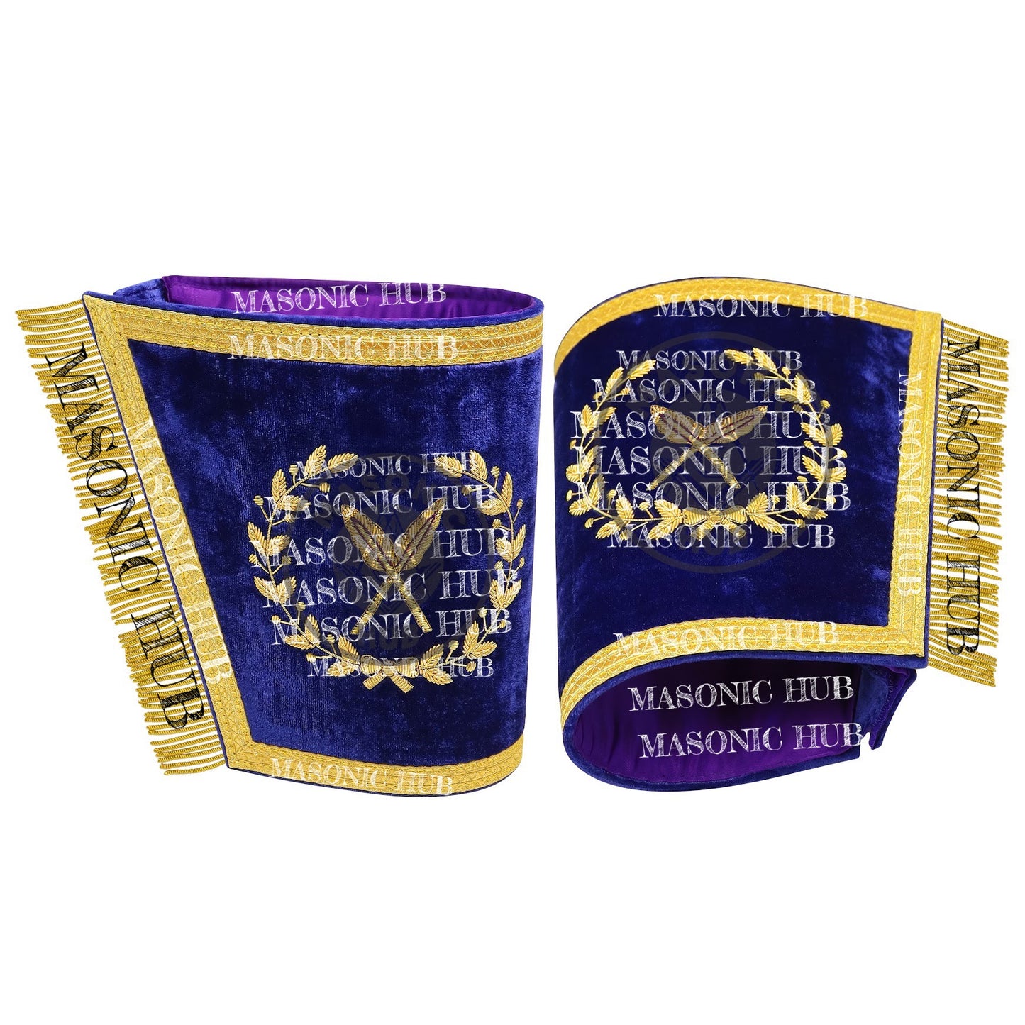 Masonic Grand Lodge Secretary Cuffs Set – Hand Embroidered Gold Bullion
