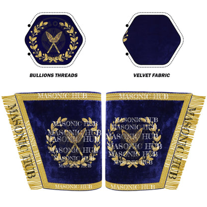 Masonic Grand Lodge Secretary Cuffs Set – Hand Embroidered Gold Bullion