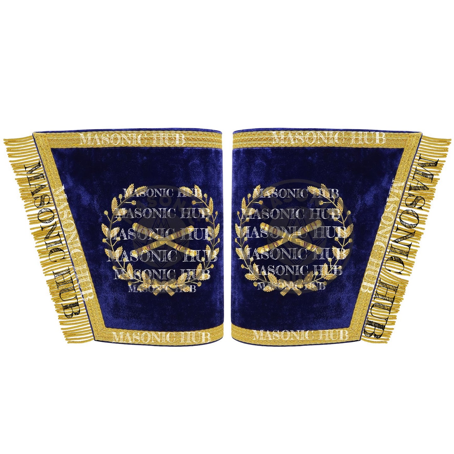 Masonic Grand Lodge Marshal Officer Cuffs – Handcrafted with Gold Bullion Embroidery