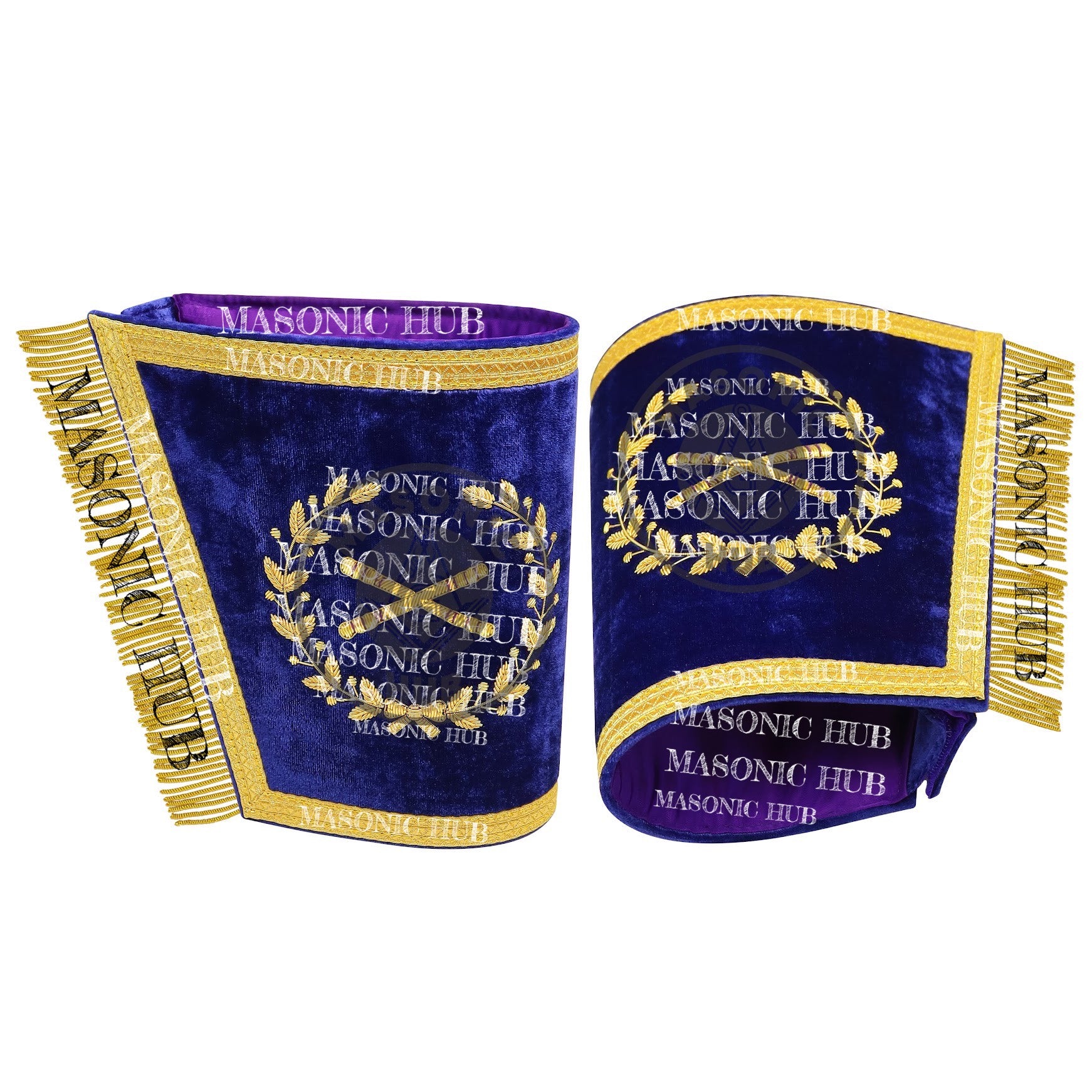 Masonic Grand Lodge Marshal Officer Cuffs – Handcrafted with Gold Bullion Embroidery