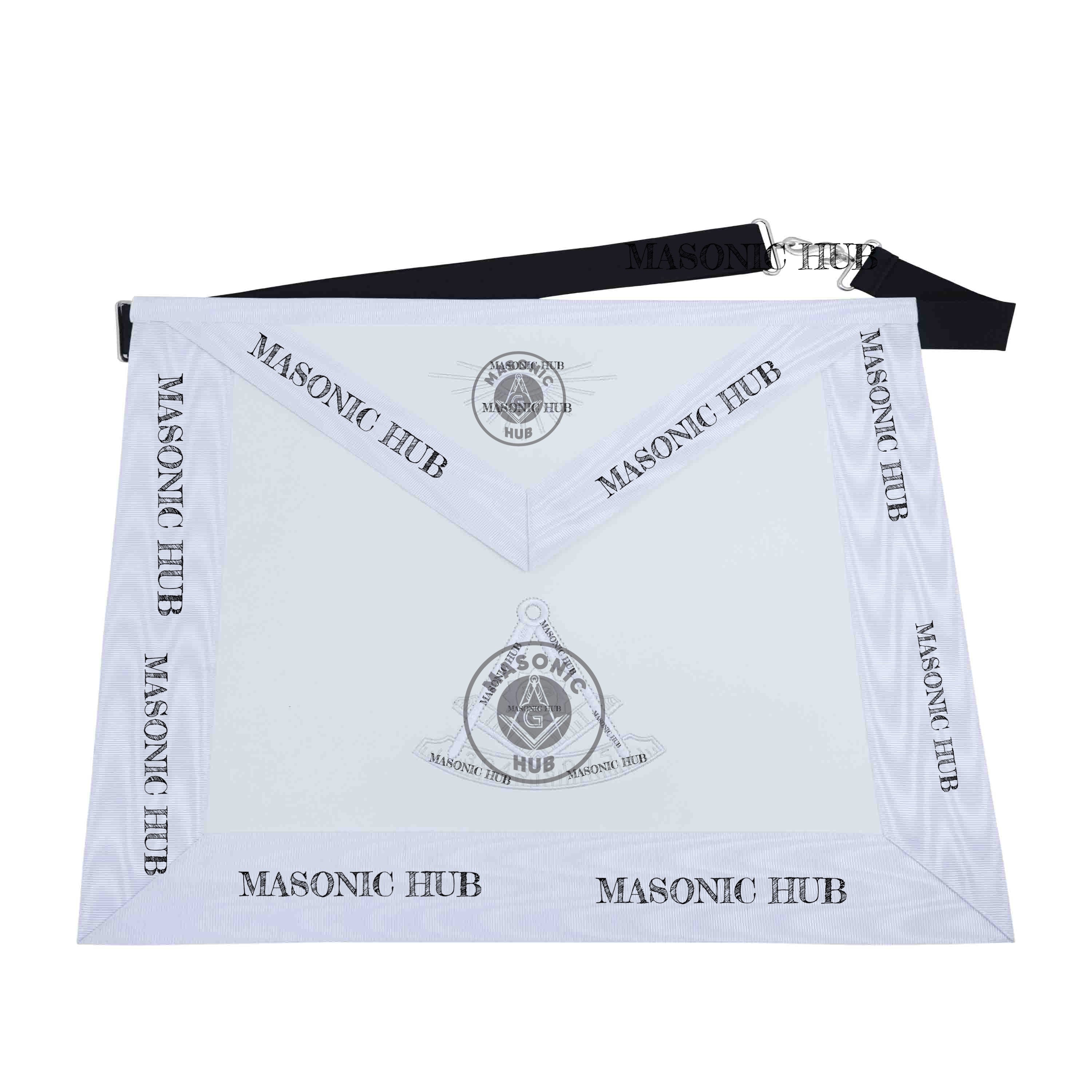New Freemason Past Master Apron All White with Sun Emblem Machine Embroidery Masonic Hub