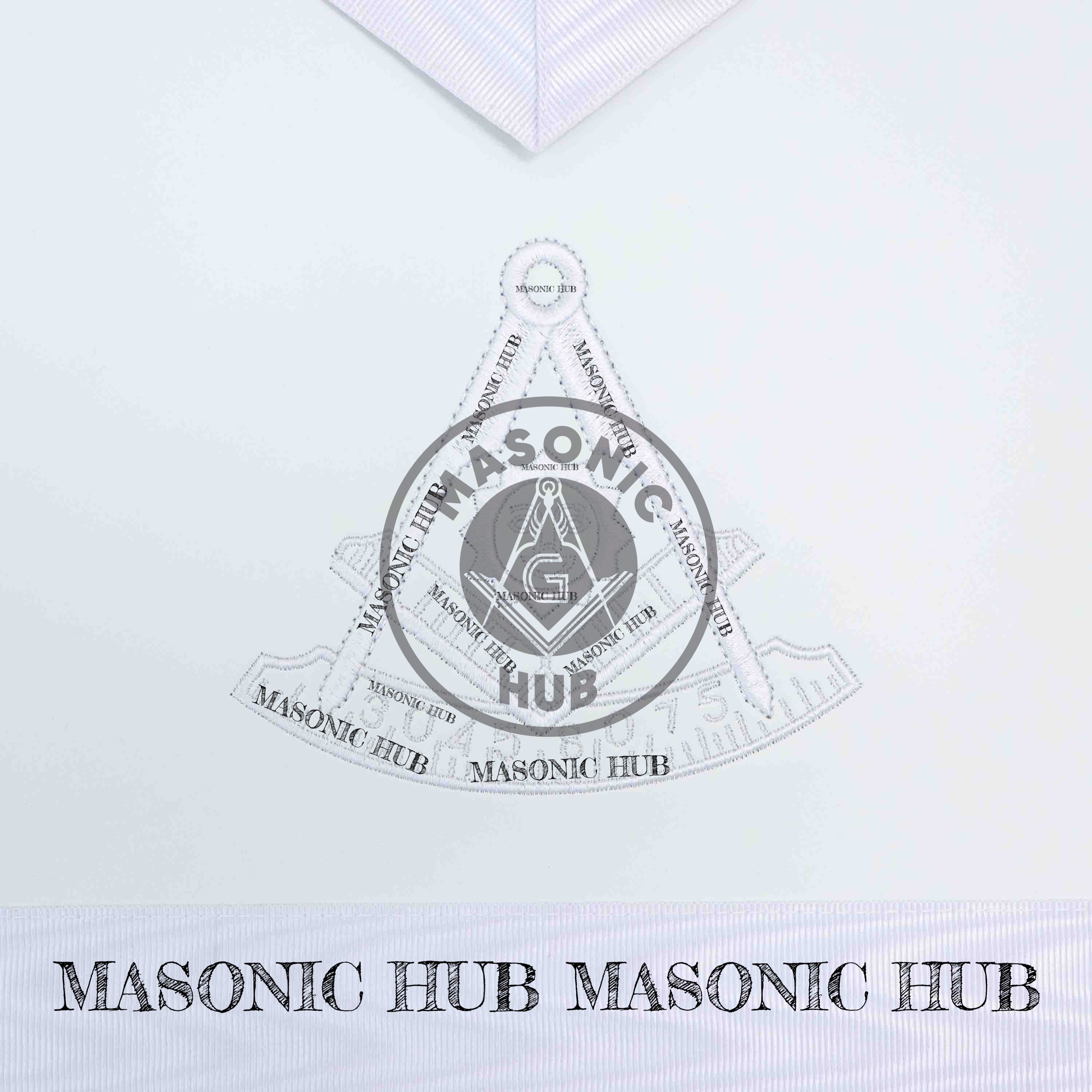 New Freemason Past Master Apron All White with Sun Emblem Machine Embroidery