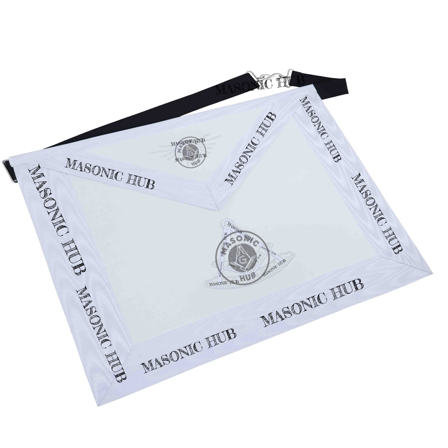 New Freemason Past Master Apron All White with Sun Emblem Machine Embroidery