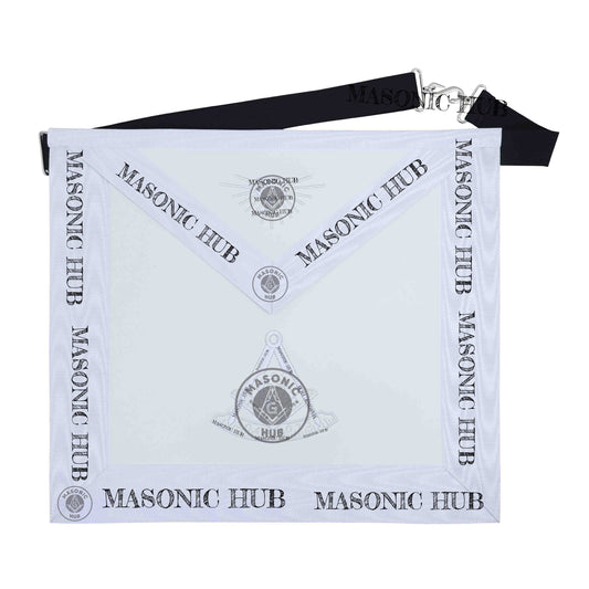 New Freemason Past Master Apron All White with Sun Emblem Machine Embroidery
