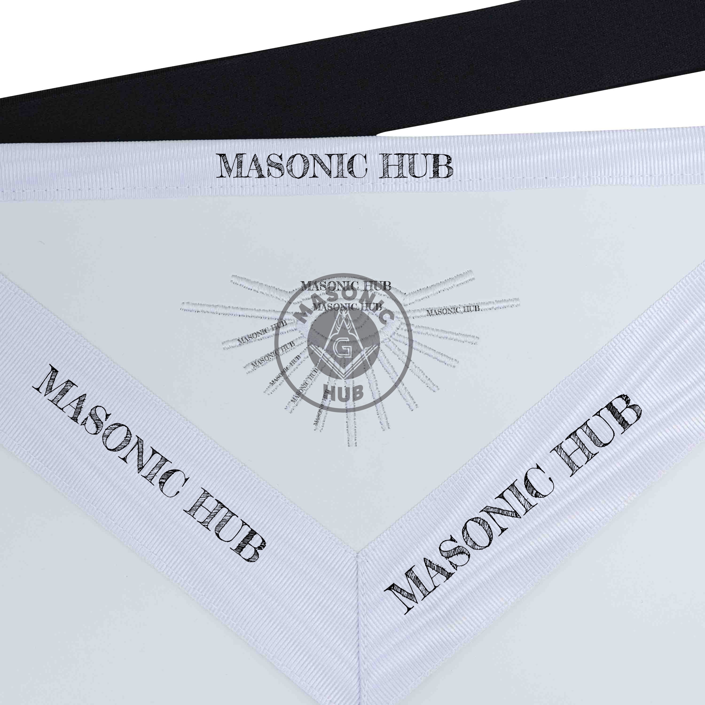 New Freemason Past Master Apron All White with Sun Emblem Machine Embroidery Masonic Hub
