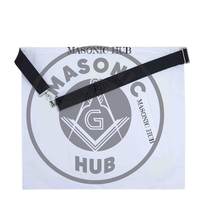 New Freemason Past Master Apron All White with Sun Emblem Machine Embroidery