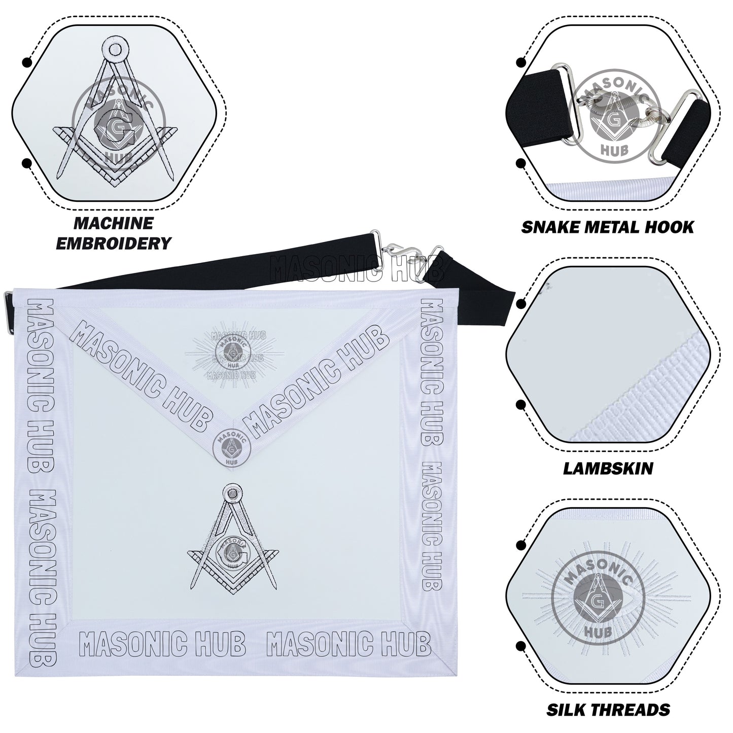 Masonic Regalia Aprons Master Mason Apron Blue Lodge With Embroidery 14"x16"