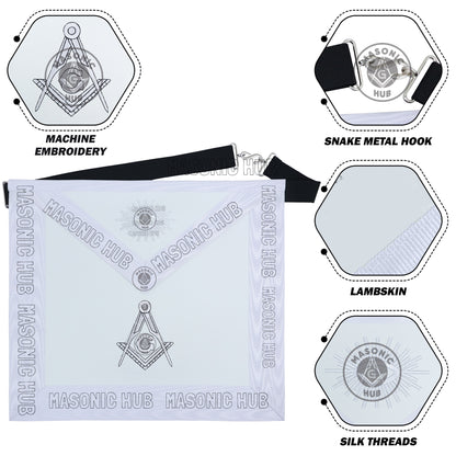Masonic Regalia Aprons Master Mason Apron Blue Lodge With Embroidery 14"x16"