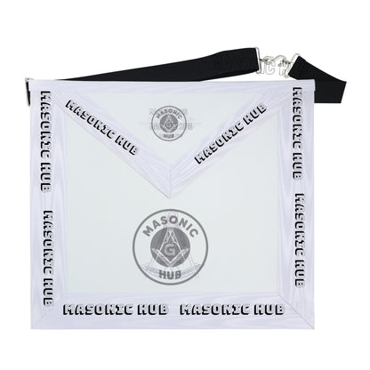 Past Master Masonic Apron Compass & Quadrant with Sun Emblem Machine Embroidery